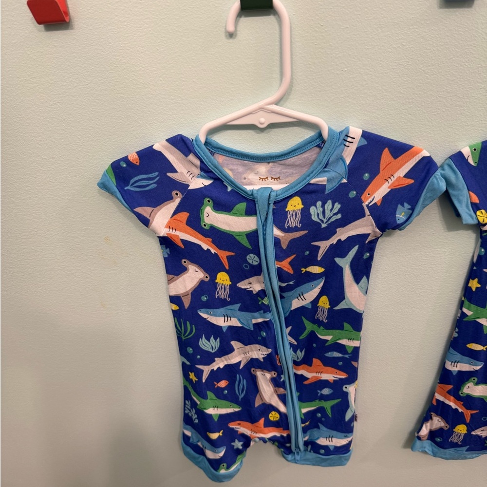 Blue Shark Print Kids Swimwear